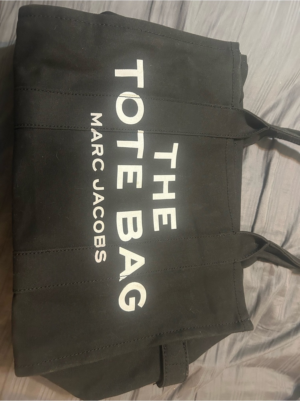 Marc Jacobs Black Canvas 'The Tote Bag' with White Logo